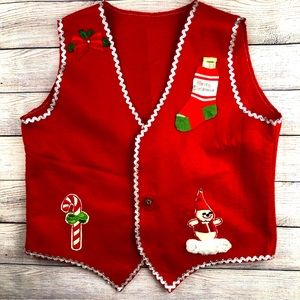 Vintage Handmade Holiday Christmas Vest - Ugly Christmas Sweater